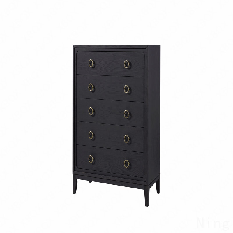 Commode 5 tiroirs au fini poivre