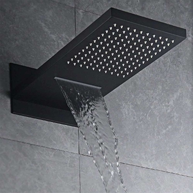 Fontana Florence Matte Black 3 Functions Wall Mount Rainfall Waterfall Shower System with Handheld Shower