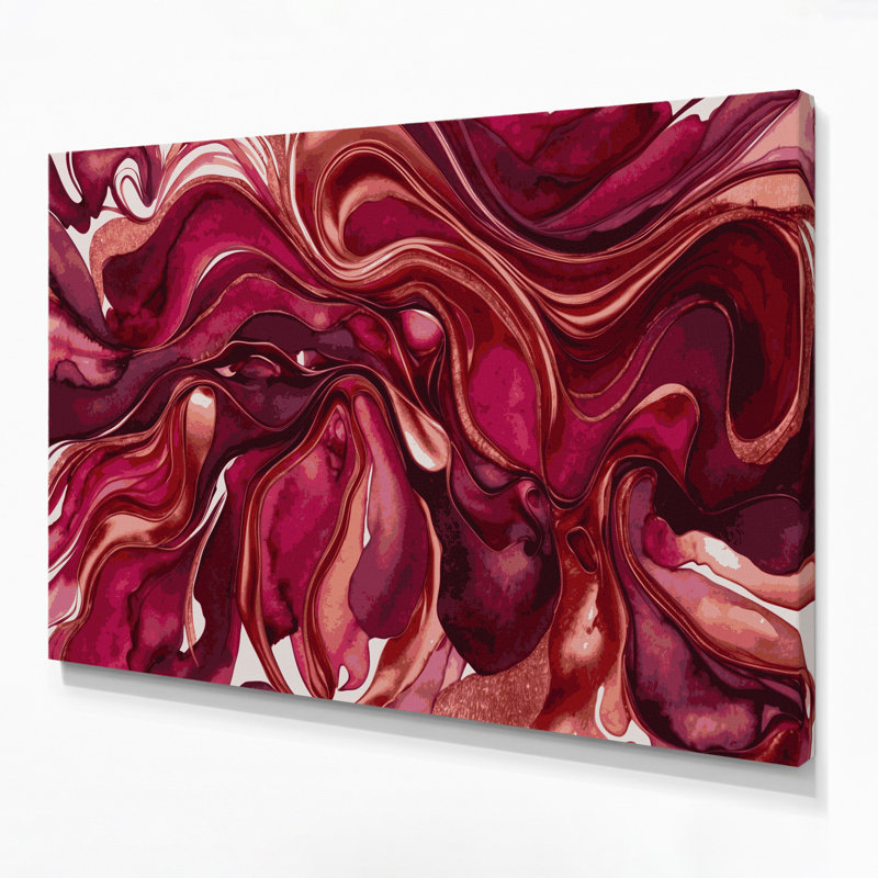 Aquarelle abstraite, art mural sur toile rouge 5, 20" H x 24" W