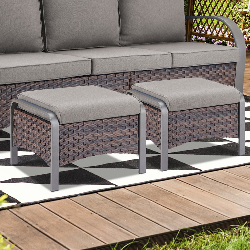 Repose-pieds d'extérieur avec coussin Sunbrella® Bobra, Gris