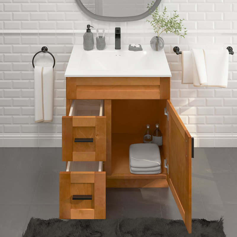 Ensemble de meuble-lavabo avec tiroirs de salle de bain et base de lavabo 30 po, Orange