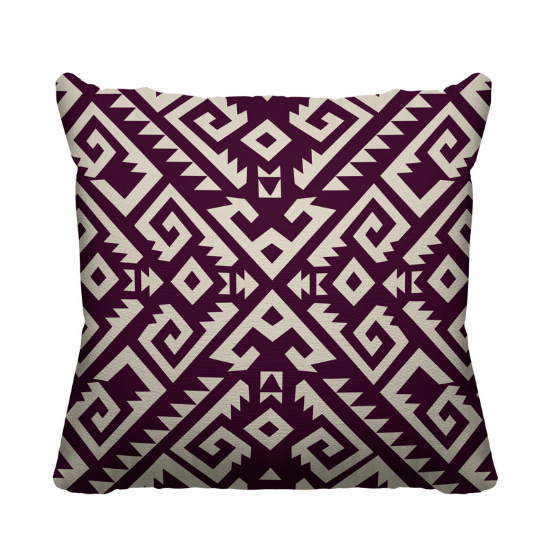 Coussin intérieur / extérieur Chitto Southwestern, L 19 po x H 19 po, Mauve