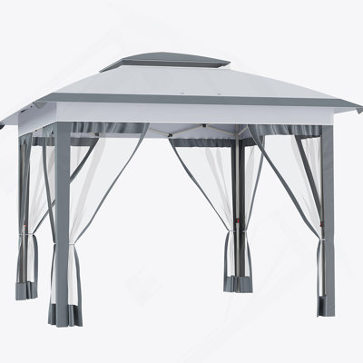 Tente à auvent escamotable de 12 pi x 12 pi avec filet et sac de transport Outsunny