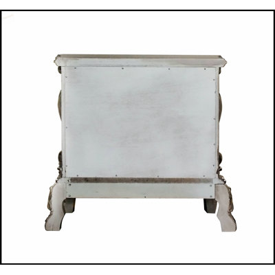 Table de chevet traditionnelle avec 2 tiroirs, finition os rétro, style rococo, parfaite pour les chambres luxueuses