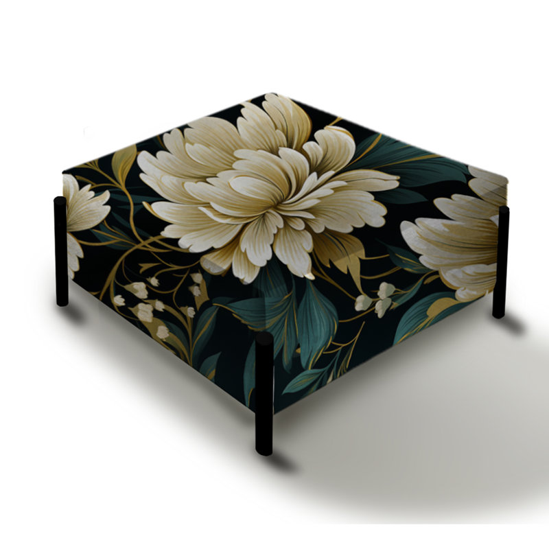 Green Tones Zen Damask Harmony - Grand repose-pieds carré damassé