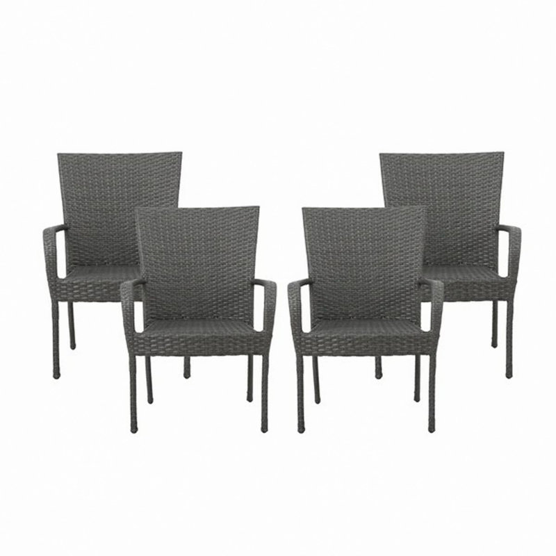 Chaise empilable Pe Wicker 4PCS, Gris