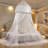 Bed Canopy  – Double Layer Sheer Mesh Dome With Romantic Lace Trim, Dreamy Mosquito Net Tent For Full/Queen