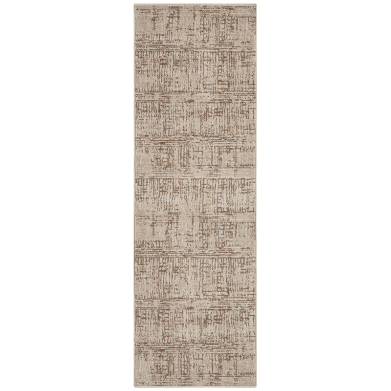Machine Woven 100% Polypropylene Beige/Brown Rug, Runner 80cm x 200cm