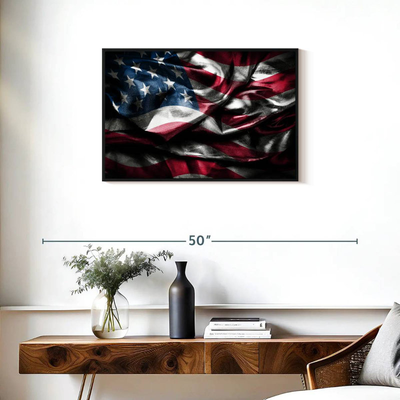 Drapeau américain flottant, Cadre flottant noir, 46 po x 31 po