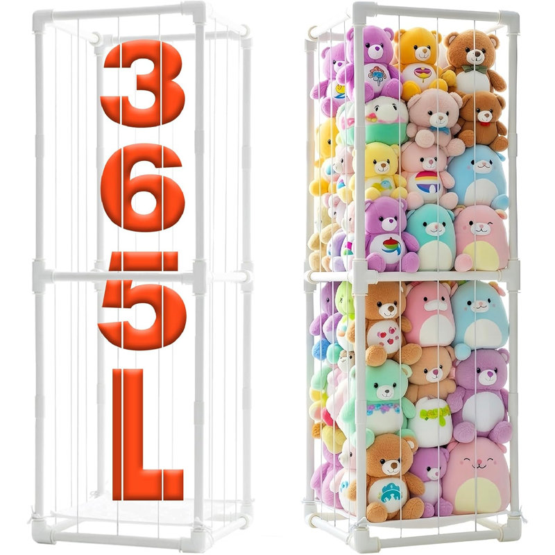 Organisateur de jouets sans outil avec élastiques pré-enfilés et système de verrouillage par simple pression.