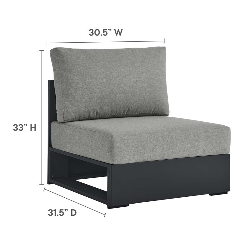 Modway Tahoe Outdoor Patio Powder-Coated Aluminum 3-Piece Left-Facing Chaise Sectional Sofa Set, Gray, Right Hand Facing