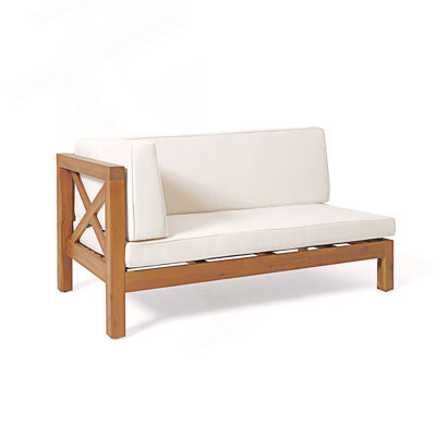Banc de coin gauche à dossier en X avec coussin