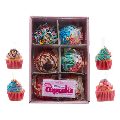 Kurt Adler Miniature Foam Cupcake Ornaments, 6-Piece Boxed Set