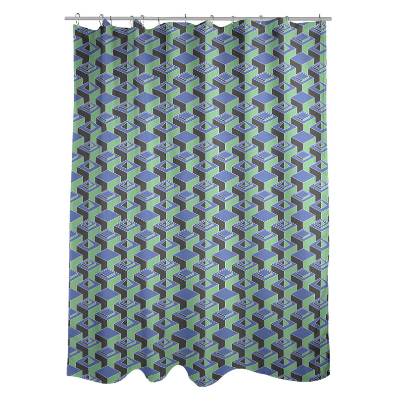 Rideau de douche simple classic skyscrapers, Bleu / Vert