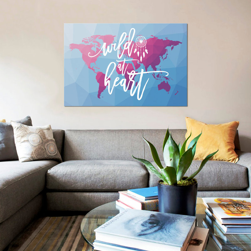 «Geo Map Boho I», impression sur toile, H 12 po x l 18 po x P 1,5 po, Pas de tapis, Toile tendue