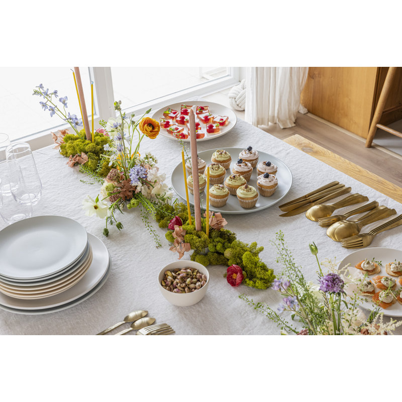 over&back Coupe 16-Piece Semi Hand-Finished Stoneware Dinnerware Set, Service for 4, Blue
