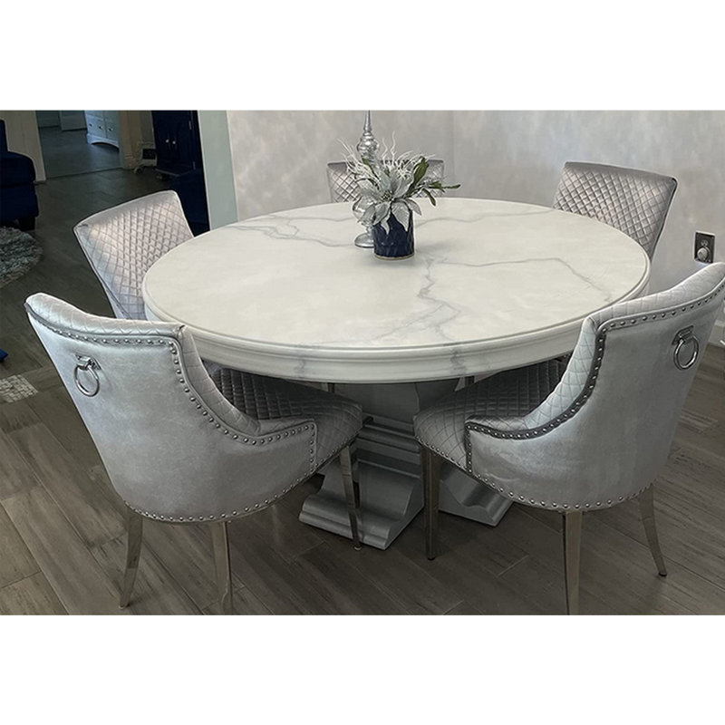 Javert 19'' H Tufted Velvet Upholstered Parsons Chair, Silver, Gray