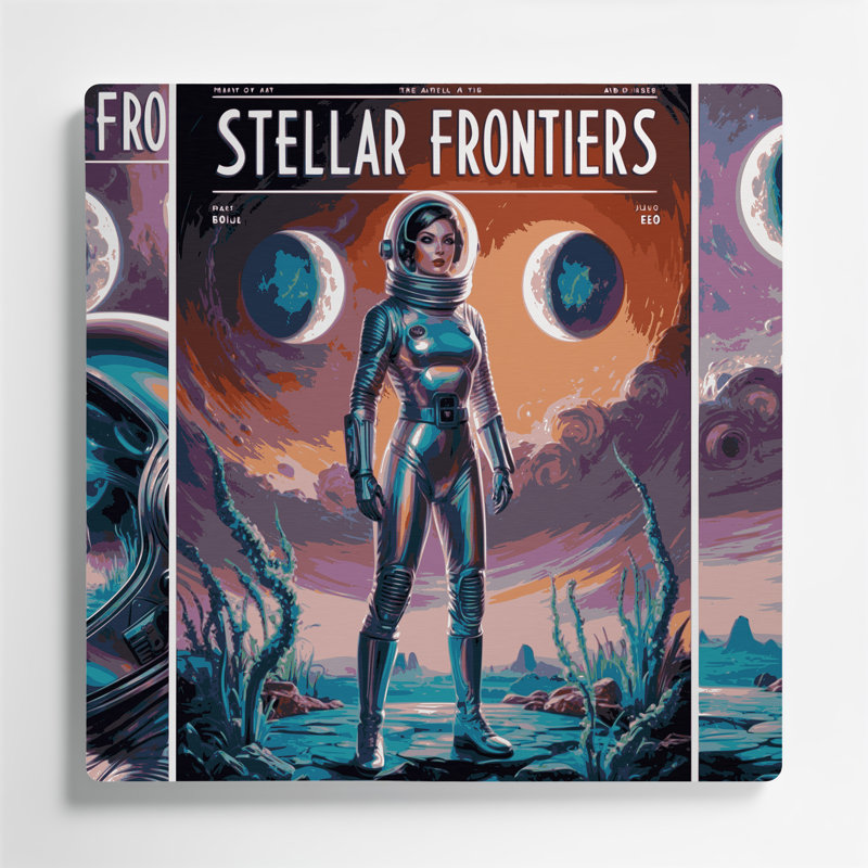 Art mural en métal mauve, Space Pulp, H 12 po x l 12 po