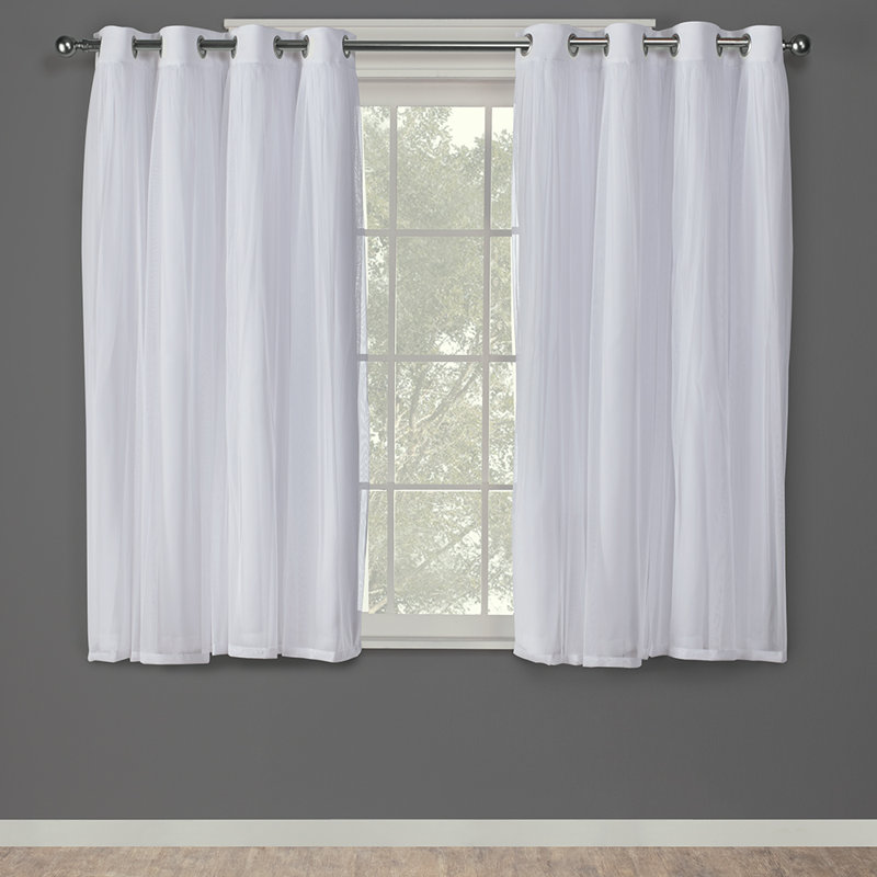 Paire de rideaux obscurcissant et isolant avec œillets de couleur unie Nunley, Blanc hivernal, L 52 po x L 63 po