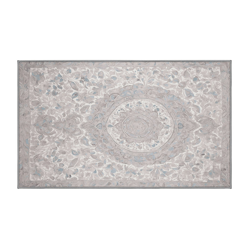 Machine Washable Gray Area Rug, Rectangle 2' x 3'