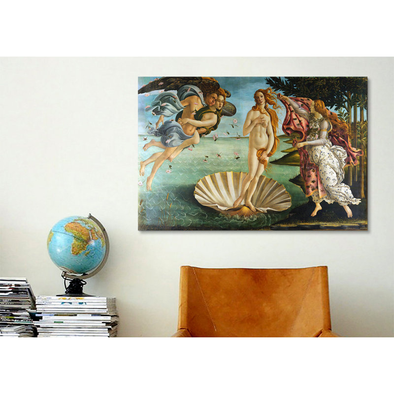 "La naissance de Vénus" par Botticelli Sandro, reproduction d'art sur toile tendue, H 18 po x l 26 po x P 1,5 po