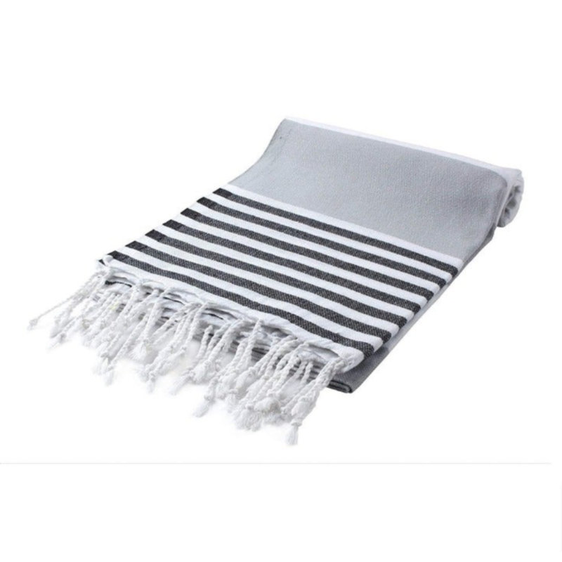 Serviette de plage Mahika, Gris / noir