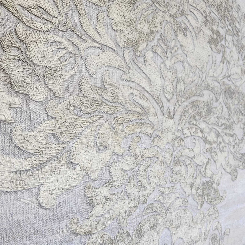 Papier peint imitation damas victorien métallique taupe Jonce