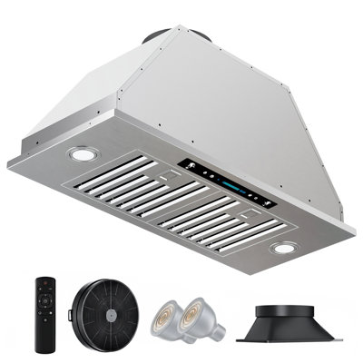 30 in. 900 CFM Convertible Ducted to Ductless Insert Range Hood in Stainless Steel with LED Lights, Carbon Filter and Gesture Control