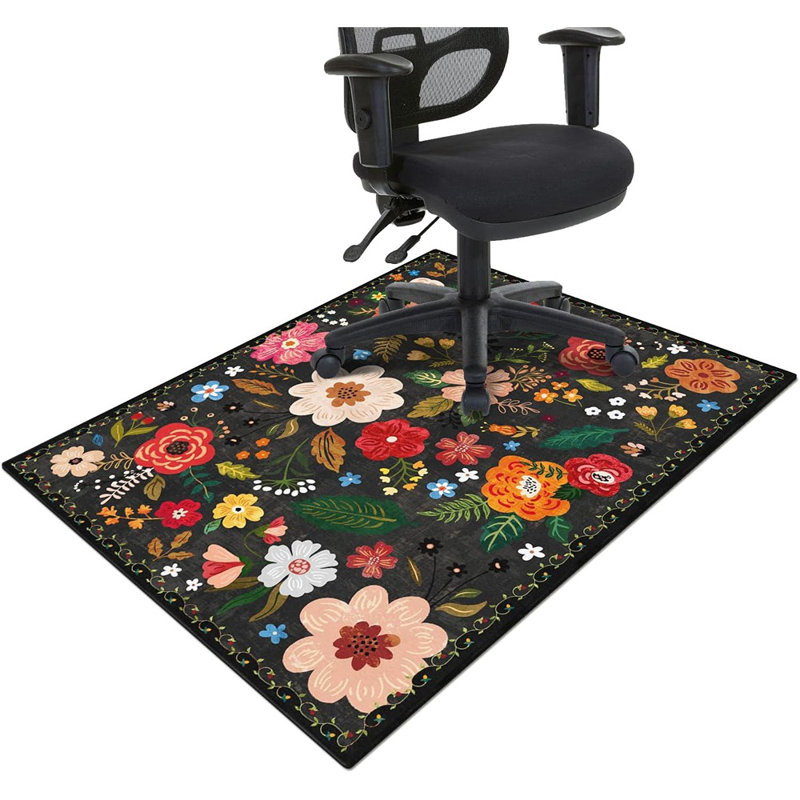 Tapis de chaise de bureau pour plancher de bois franc et carrelage, Boho Floral 36 po x 48 po