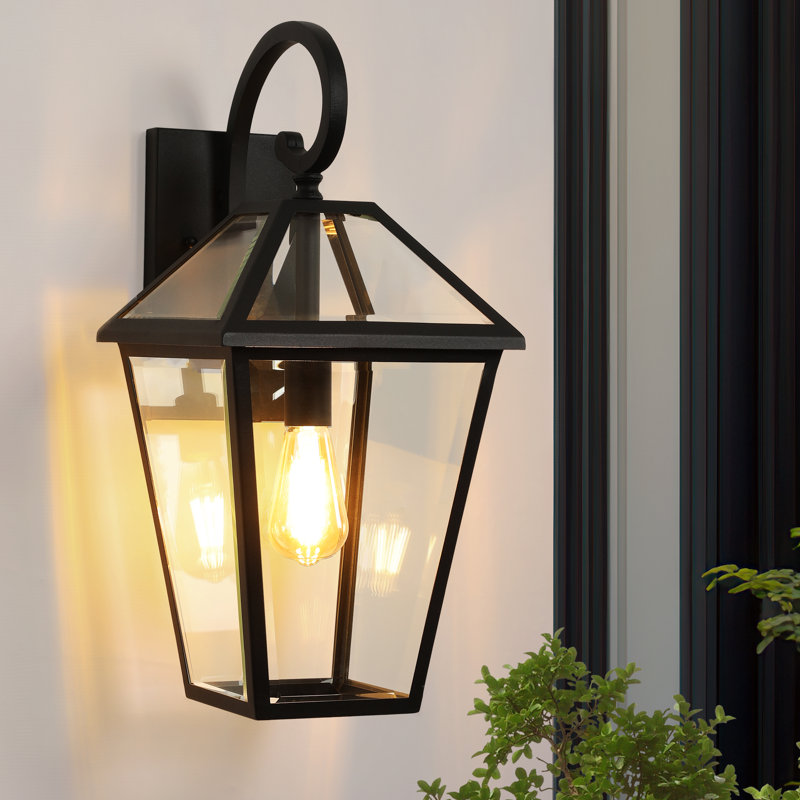  16.5'' Outdoor Wall Sconce With Clear Glass Shade For Porch, Patio, Garage, And Entryway (Set Of 2), 2 Lights