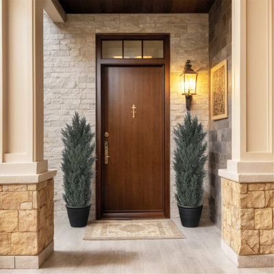 Grand cyprès vert artificiel détachable et artificiel pour la décoration intérieure et extérieure 2Pcs / ensemble