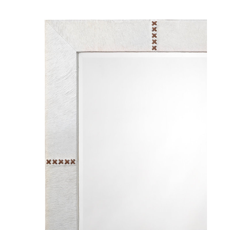 Cross Stitch Flat Leather, Manufactured Wood Beveled Mirror, Light  Gray