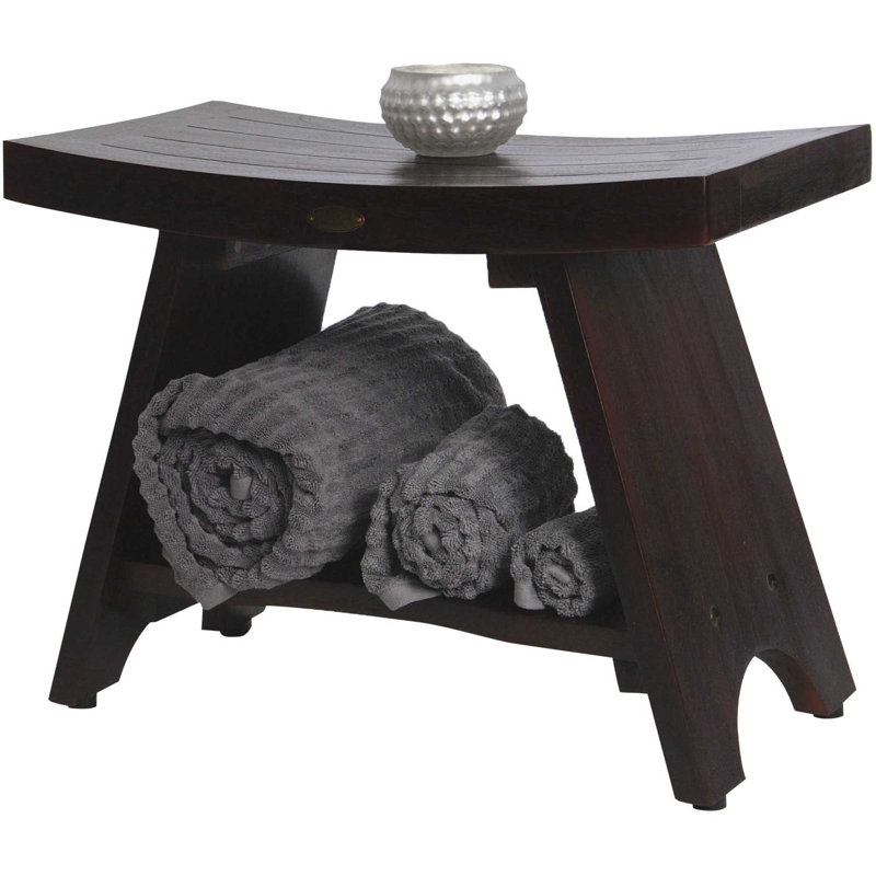 18" X 24" Teak Shower Bench, Dark Brown