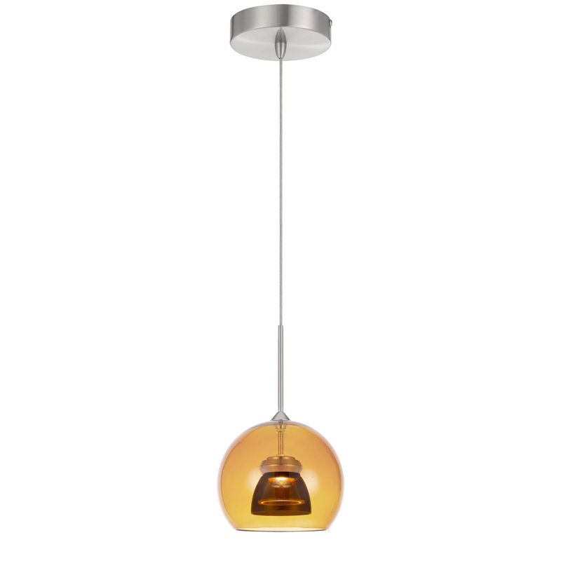Luminaire suspendu géométrique à 1 lumière Lamanna, Ambre / fumée
