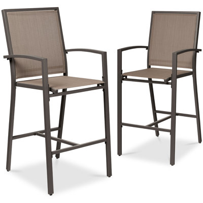 Ensemble de 2 tabourets de bar d'extérieur, hauteur de bar avec filet toutes saisons