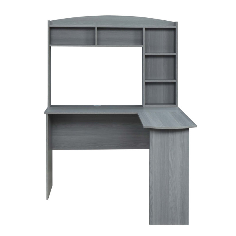 Bureau moderne en L avec huche, gris