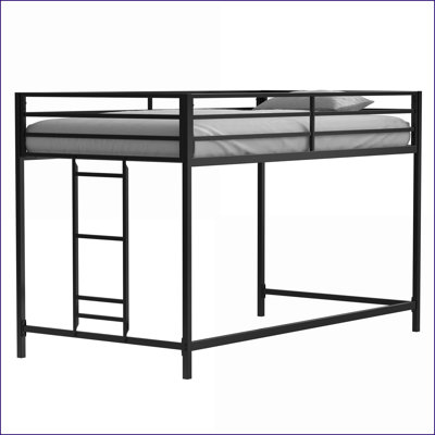 Structure de lit mezzanine simple en métal - Conception noire peu encombrante, aucun sommier nécessaire pour les chambres à coucher
