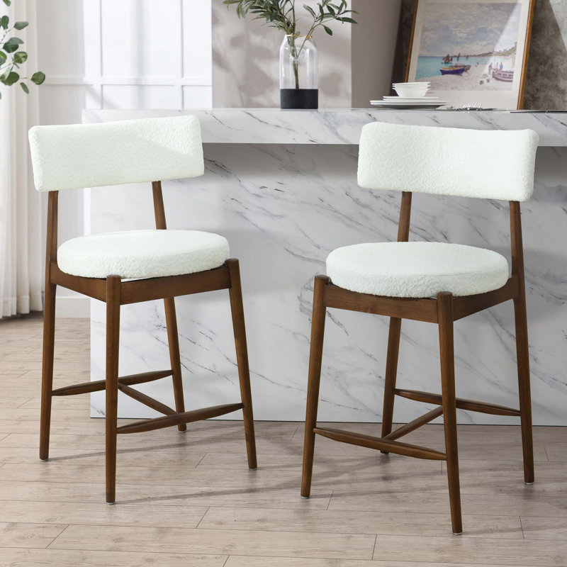Tabourets de comptoir Mid-Century modernes avec repose-pieds en forme de I (ensembles de 2), Noyer