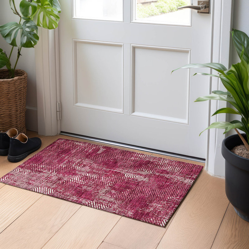 Maliana Washable Geometric Indoor / Outdoor Rug, Rectangle 1'8" x 2'6"