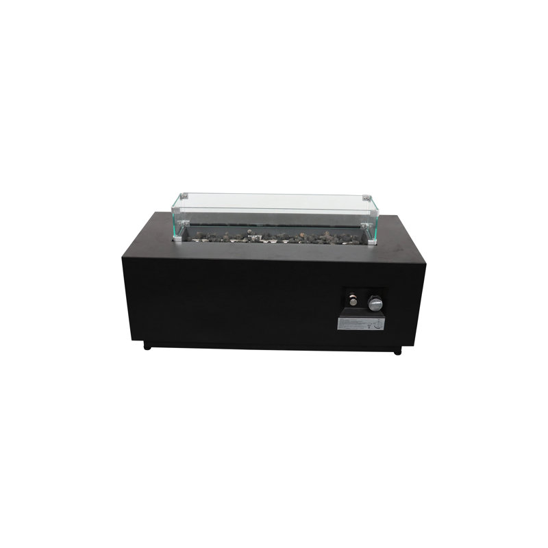 Table de foyer d'extérieur 50000Btu, 16H x 42W, acier, fosse d'escalade moderne noire, 50000Btu, kayak en acier