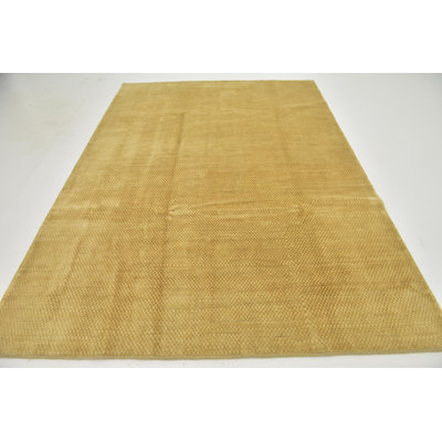 Tapis en laine crème/grise 6 pi 8 po x 9 pi 3 po one-of-kind à la main noué la Didcot
