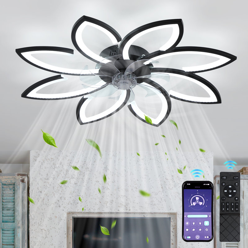 34.3" LED 7 Blade Ceiling Fan With Light, Remote & App Control, Dimmable,6 Speed Settings And Timer, For Bedroom, Kitchen & Living Room