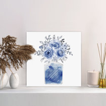 Designart ' Perfume Chanel Five with Blue Flowers ' French Country Canvas Wall Art Print