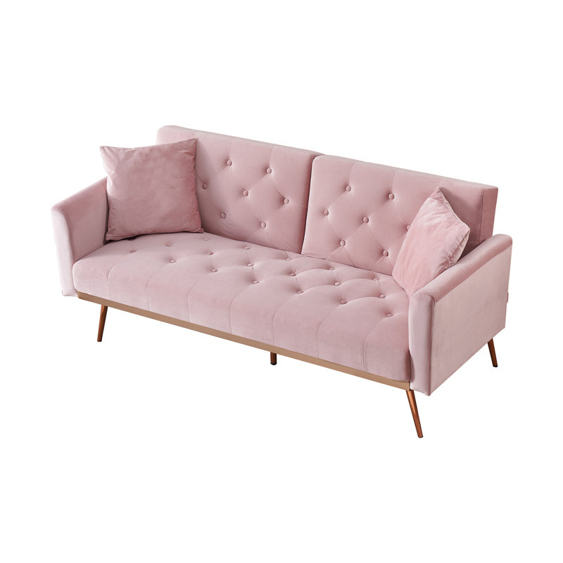 Canapé-lit 68,30 po Dilauro, Velours rose