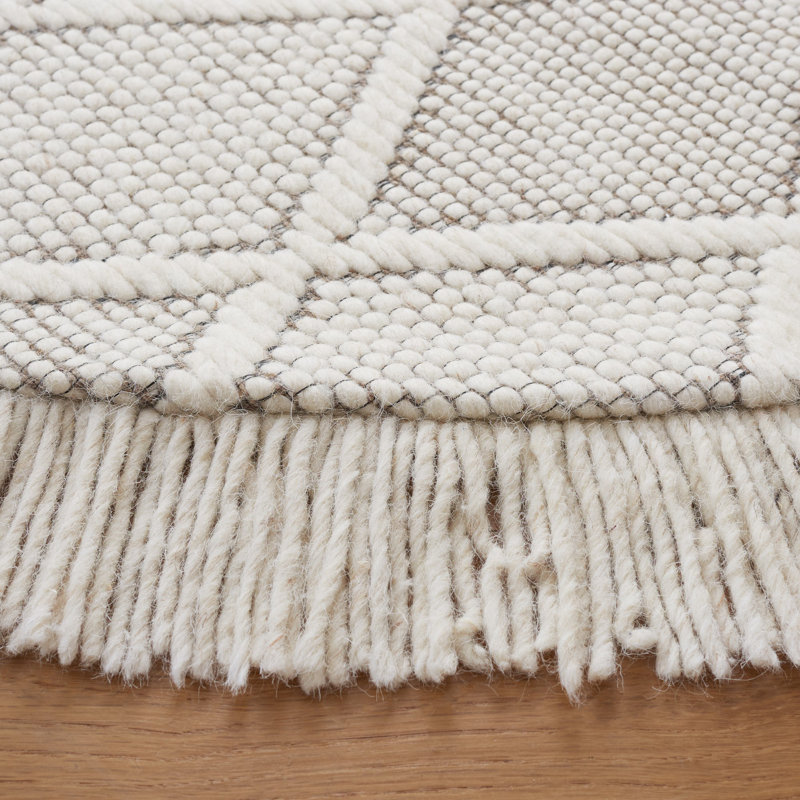 Tapis géométrique en laine et en coton tissé à la main Natura 868 avec latex, Rectangle 5 pi x 8 pi