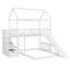 Lit superposé simple au-dessus de simple avec deux tiroirs et glissade, lit maison avec glissade-382162778