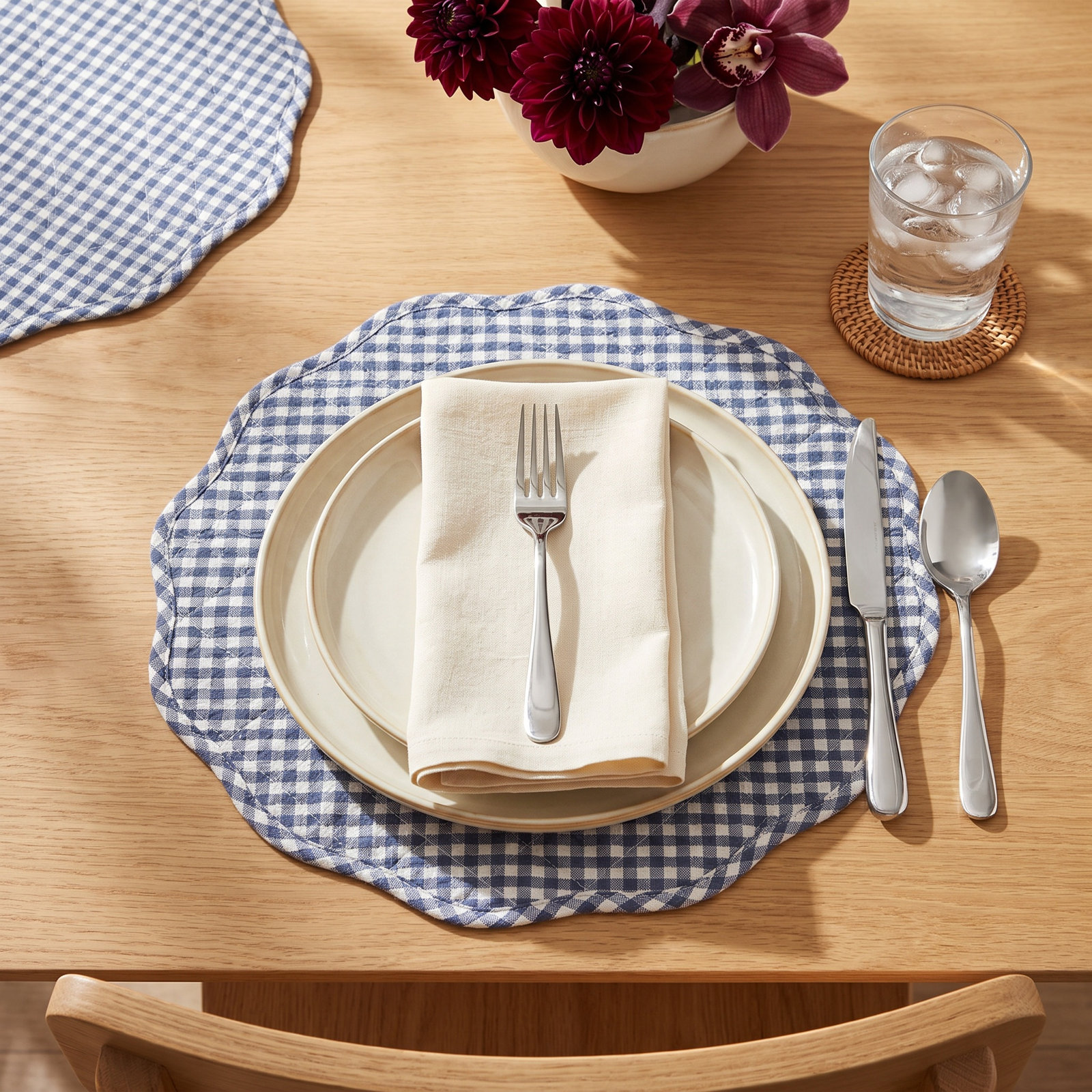 Quilted Cotton Placemat, Navy