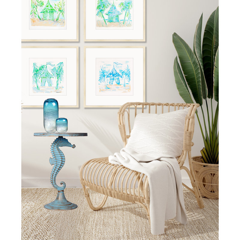 Seahorse Design Pedestal End Table