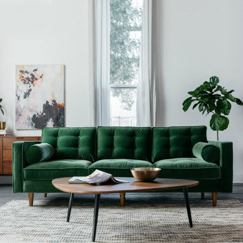 Modern Simple Green Three-person Sofa