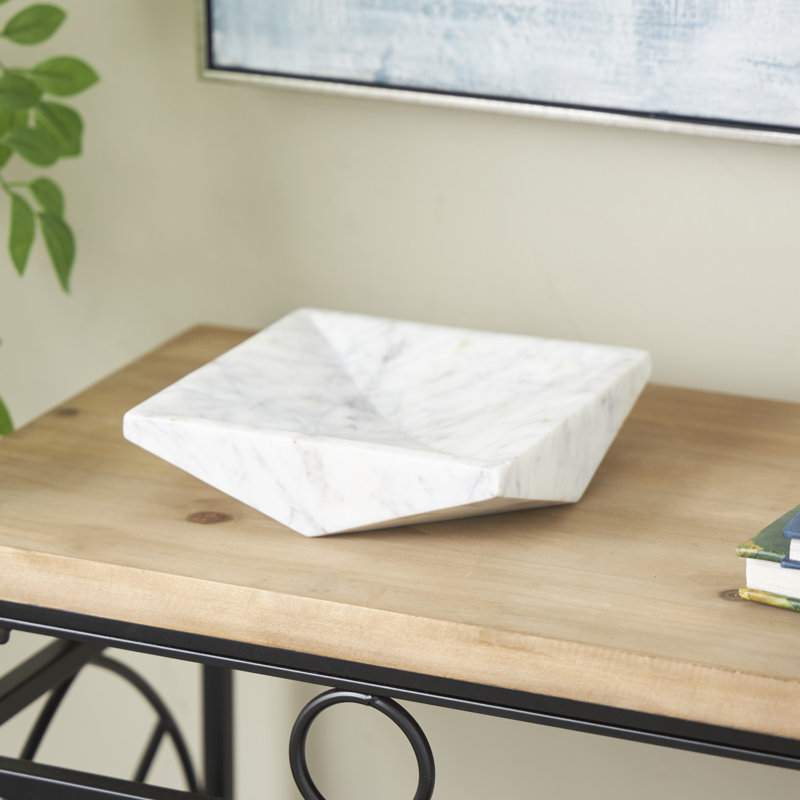 Lucien And Grey Marble Square Geometric Tray, 2.1" H x 8" W x 8" D